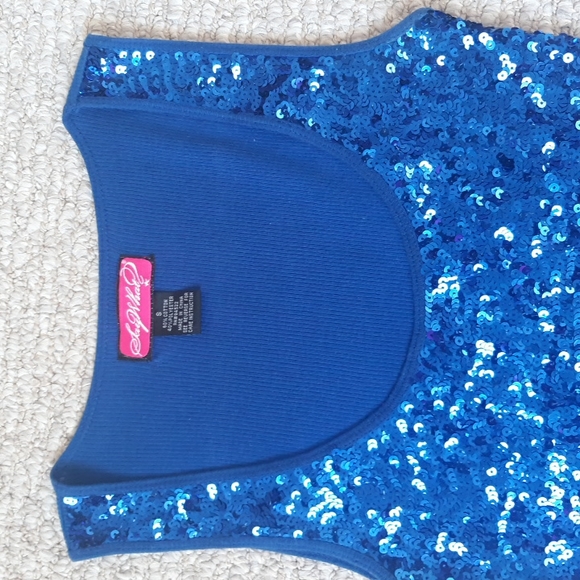 Blue Sequin Sleeveless Top Size Small - Picture 2 of 15
